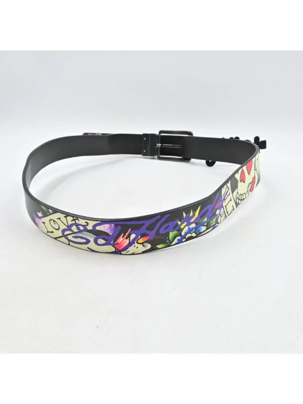 Ed Hardy For The World XI-04 Love Kills Slowly Logo Tattoos Belt NWT Men's 38